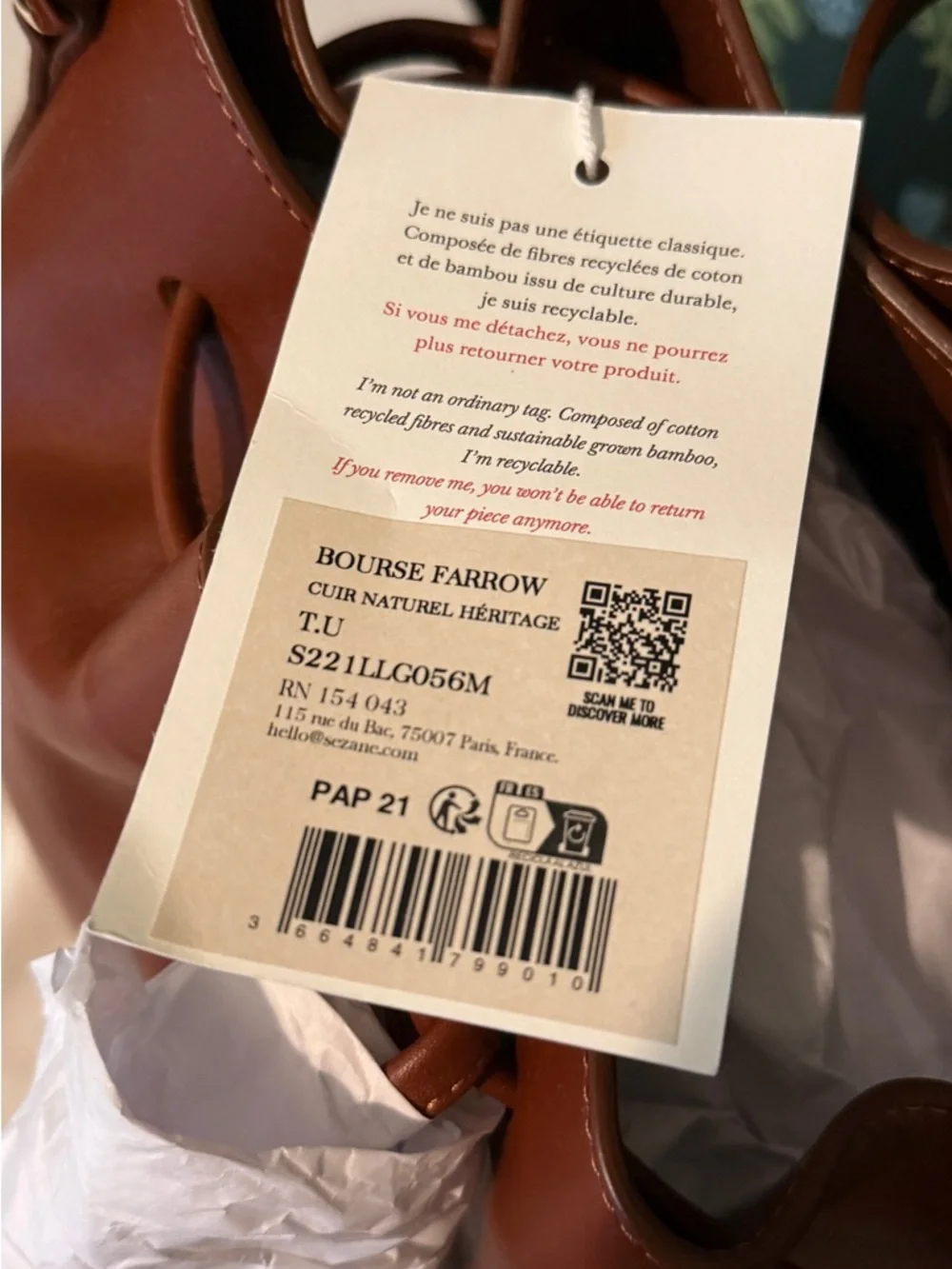 NWT Sezane Farrow Bag